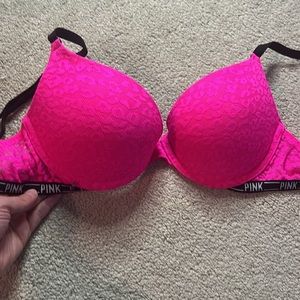 Lot of 2 Victoria’s Secret push up bras. Size 32D. Pink & very sexy collection